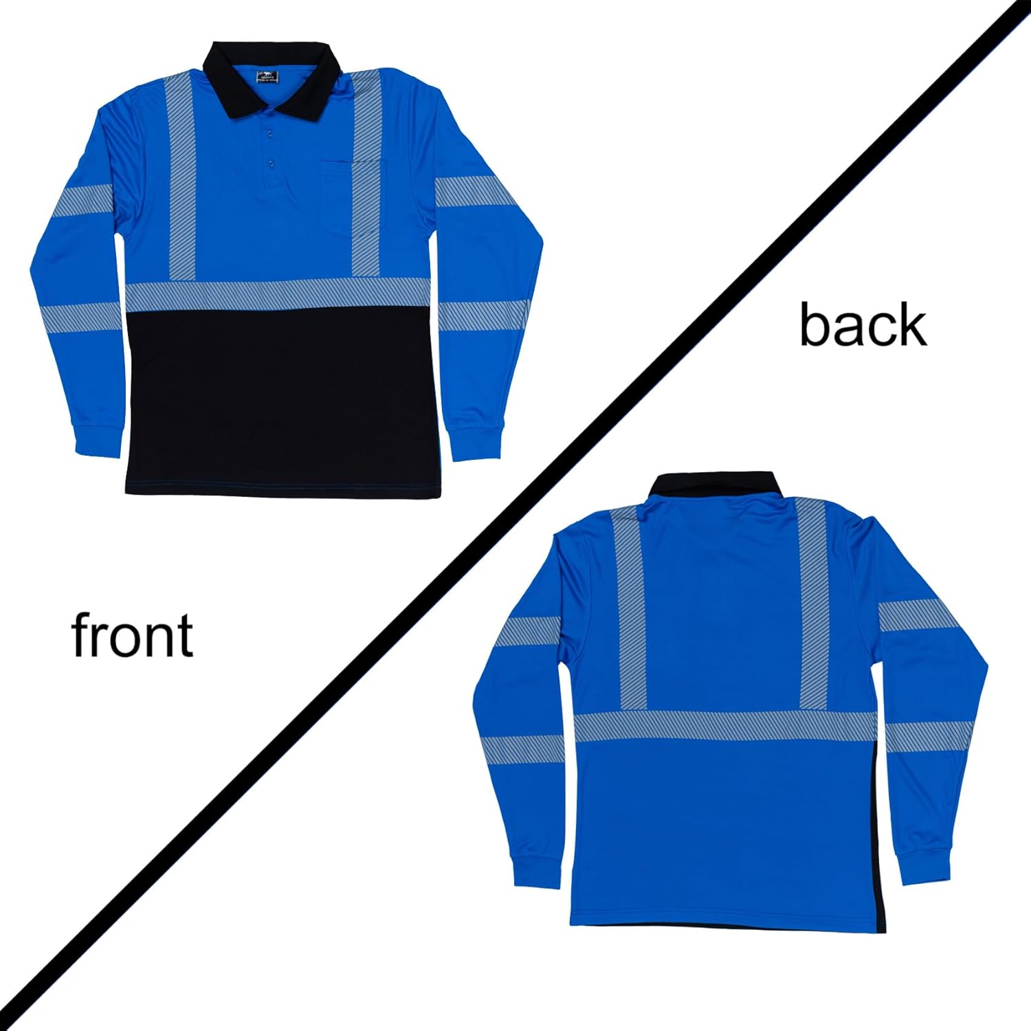 VENDACE 3 Pcs Hi Vis Safety Reflective Long Sleeve Polo Shirts for Men ANSI Class 3 High Visibility Construction Work Shirts - Image 6