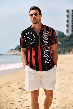 COOFANDY Men's Casual Henley Shirt Band Collar Short Sleeve Shirt Summer Beach Hippie T-Shirt