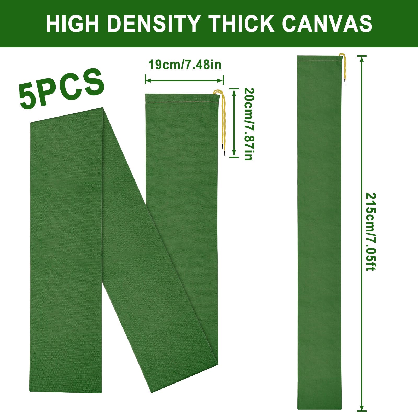 POFIBO Barrera Anti Inundaciones, 5 Sacos de Arena de Lona Gruesa Reutilizables, Apto para Garajes, Puertas, Sótanos, Ventanas, Anti Inundaciones (215 x 19 cm, Verde)