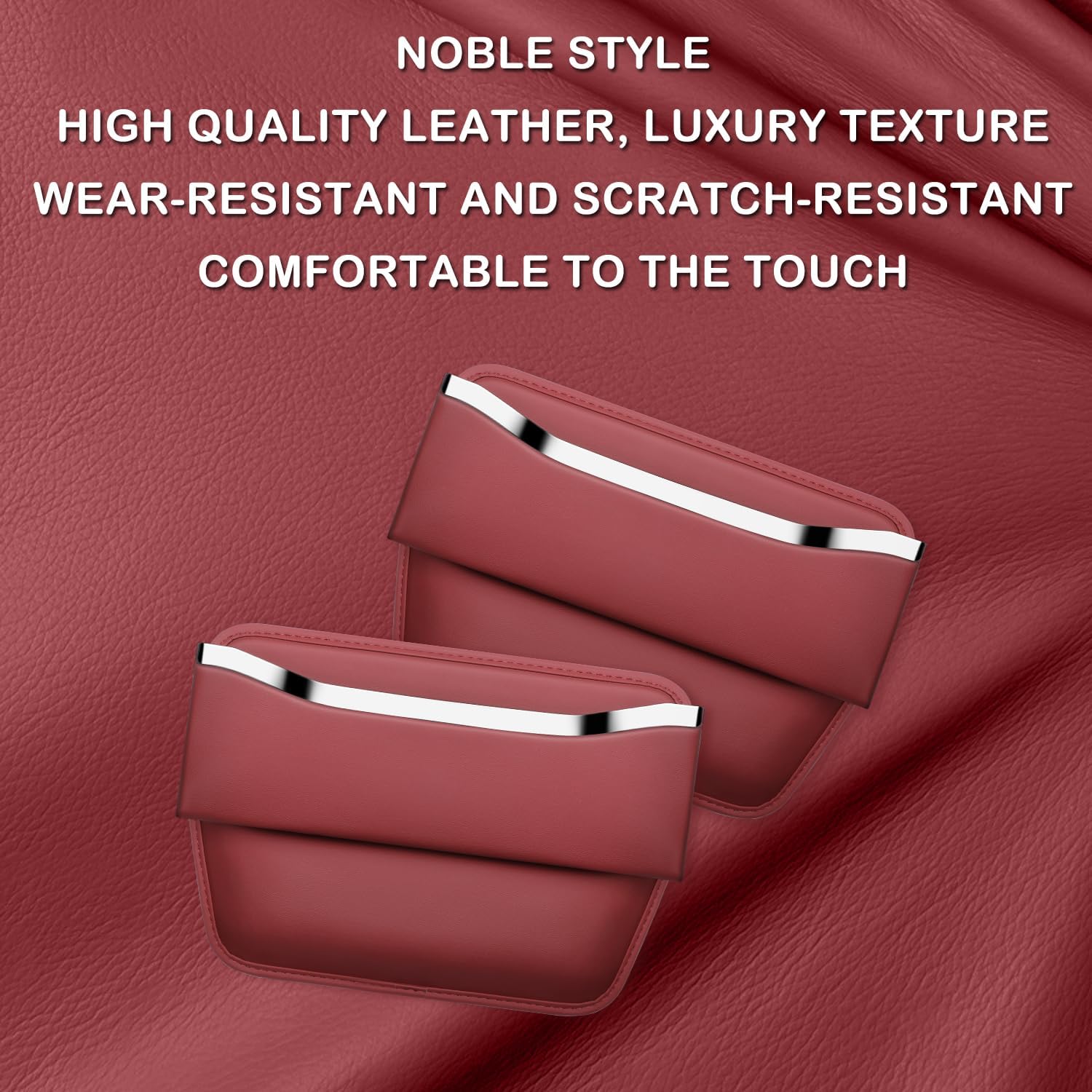 HOLDCY Car Seat Gap Filler Organizer - Leather Console Side Pocket Seat Storage - Stylish and Practical Car Accessories for Cars,SUV,Truck (Red - 2 Pack)