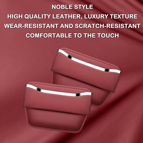 Miniatura 4 de HOLDCY Organizador de espacio para asiento de automóvil, almacenamiento de asiento de bolsillo lateral para consola de cuero, accesorios elegantes y