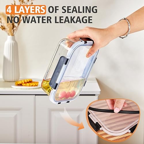 Miniatura 4 de Liuruiyu Paquete de 8 recipientes de vidrio de almacenamiento de alimentos de 36 onzas con tapas, recipientes de preparación de comidas, cajas Bento