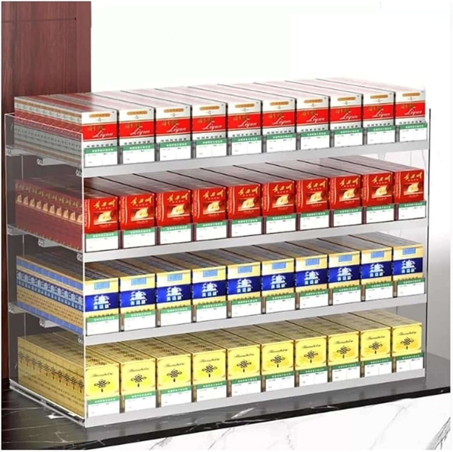 Cigarette Display Rack Shelf,Cigarette Showcase Ra Rectangular Cigarette Case Holder Acrylic Automatic Cigarette Pushers(68x27x50cm)
