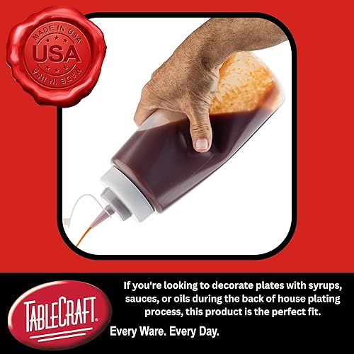 Miniatura 9 de Botellas de plástico para exprimir condimentos, restaurante de grado comercial, boca ancha de 2.087 in, dispensador de chorros vacíos para aceite de