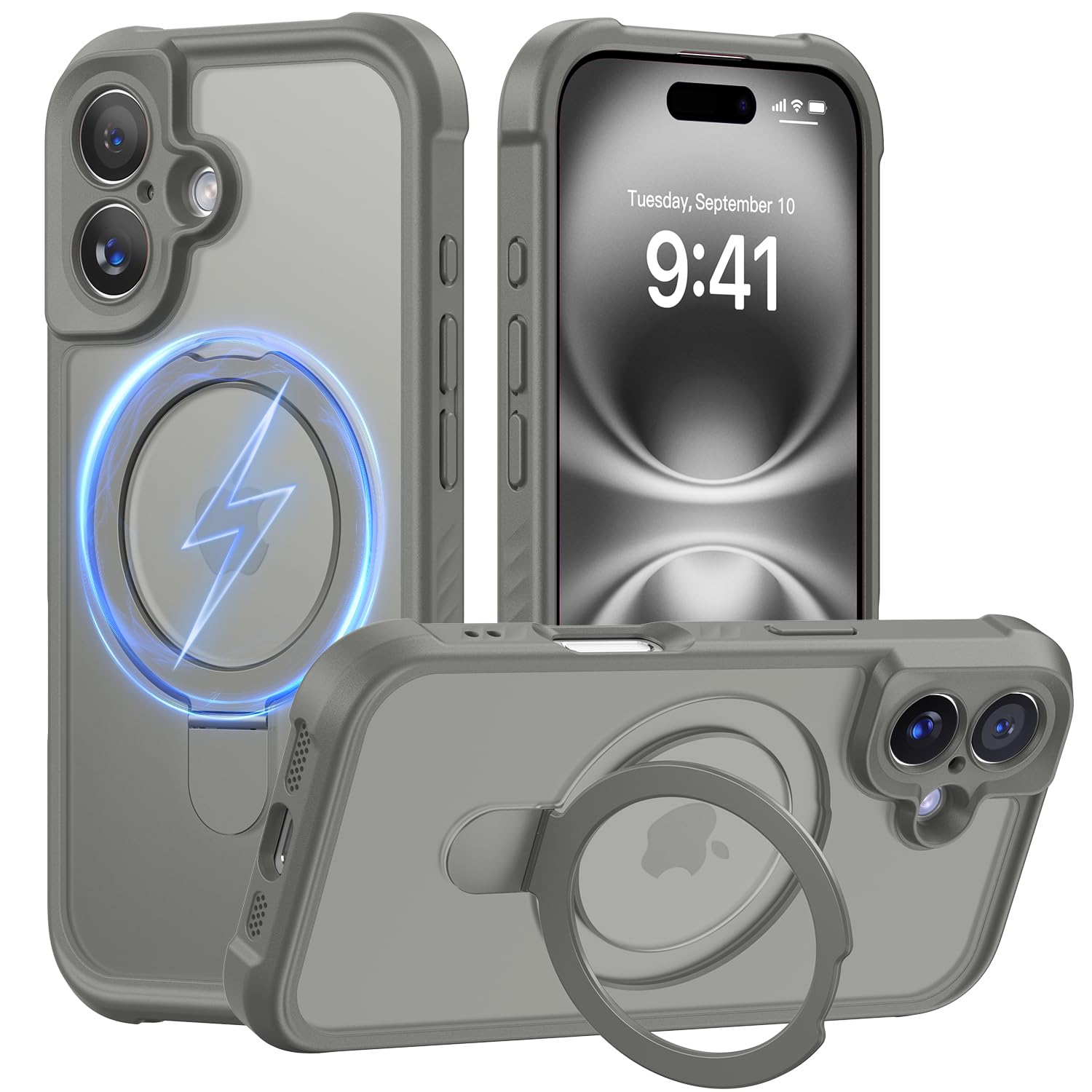 MOCCA Magnetic for iPhone 16 Case with Stand,Titanium Gray