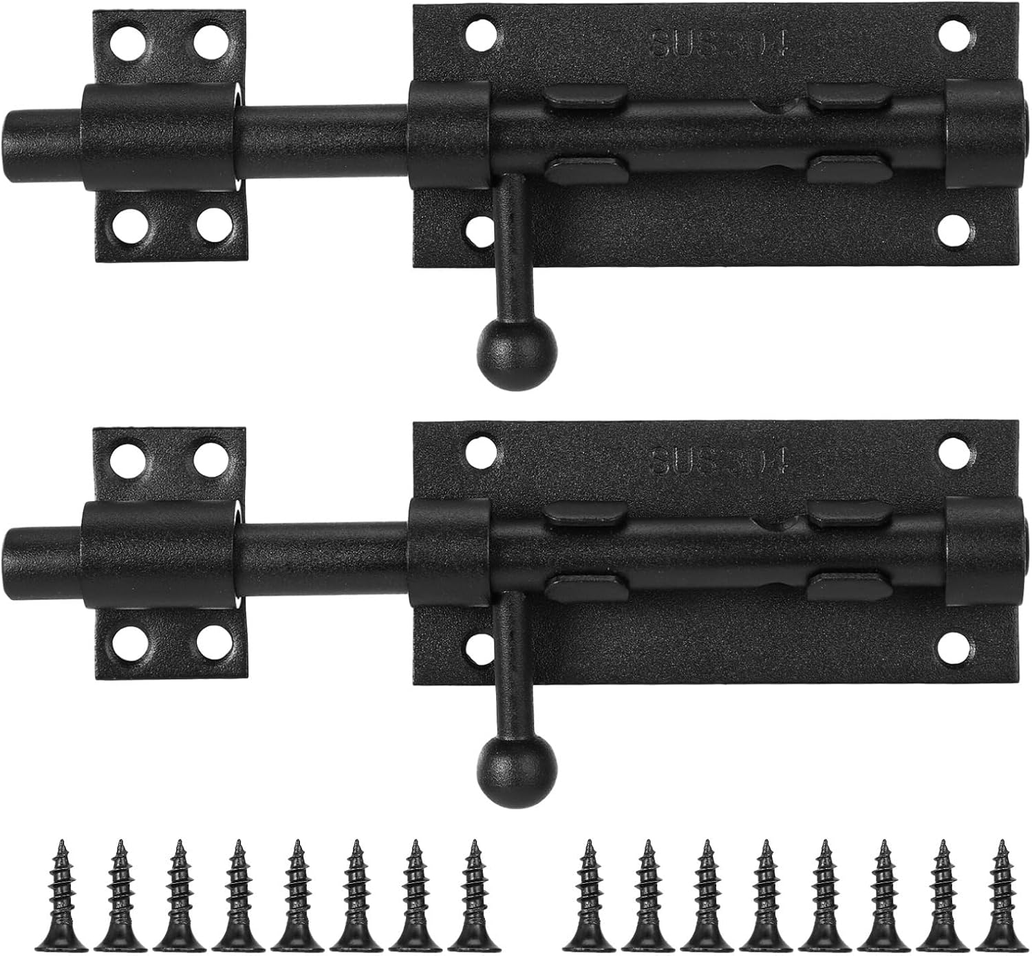 2 Pcs 6.3 Slide Bolt Latches With 0.28 Padlock Hole, 304 Stainless Steel Latch Locks, Heavy Duty Door Bolt For Cabinets, Fences, Doors