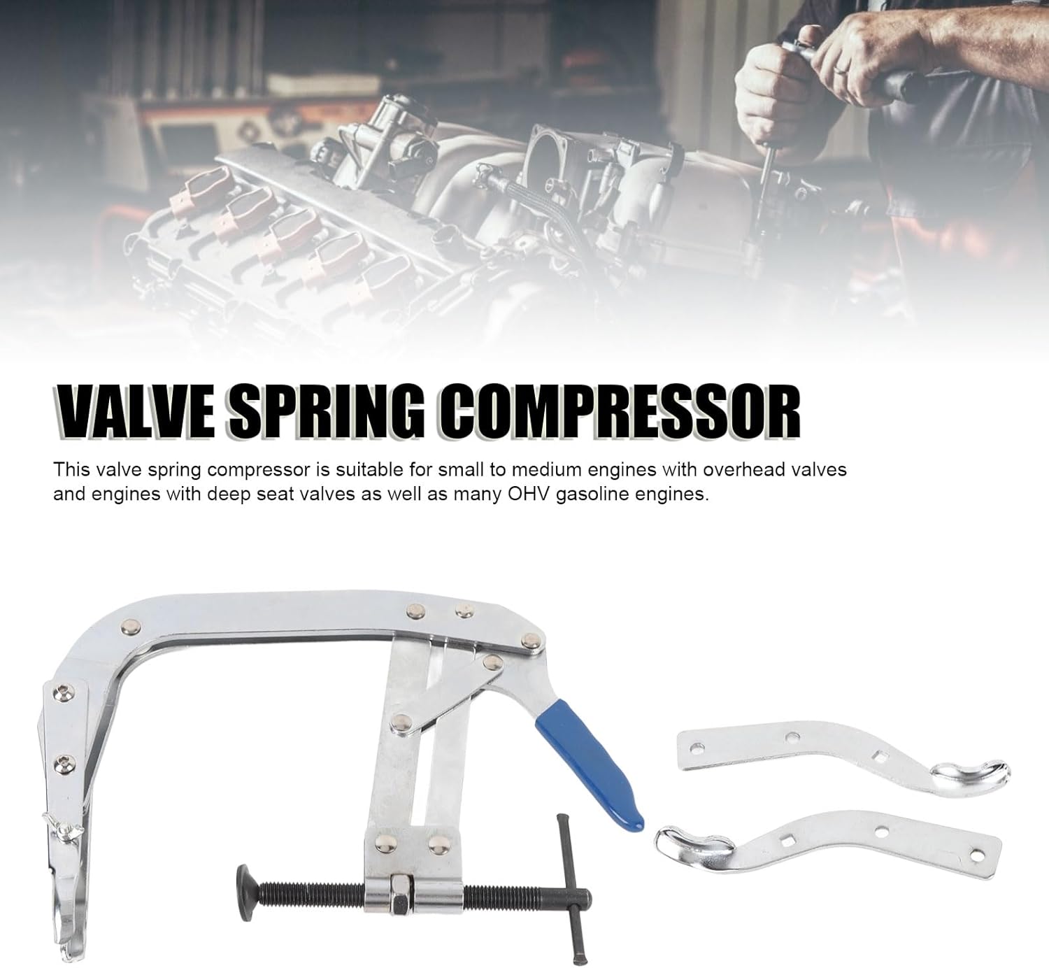 8 inch Valve Spring Compressor, Multi Function Spring Pulling and Dismantling Tool Automotive Engine Valve Spring Removal Tool for Small Cars Trucks and More