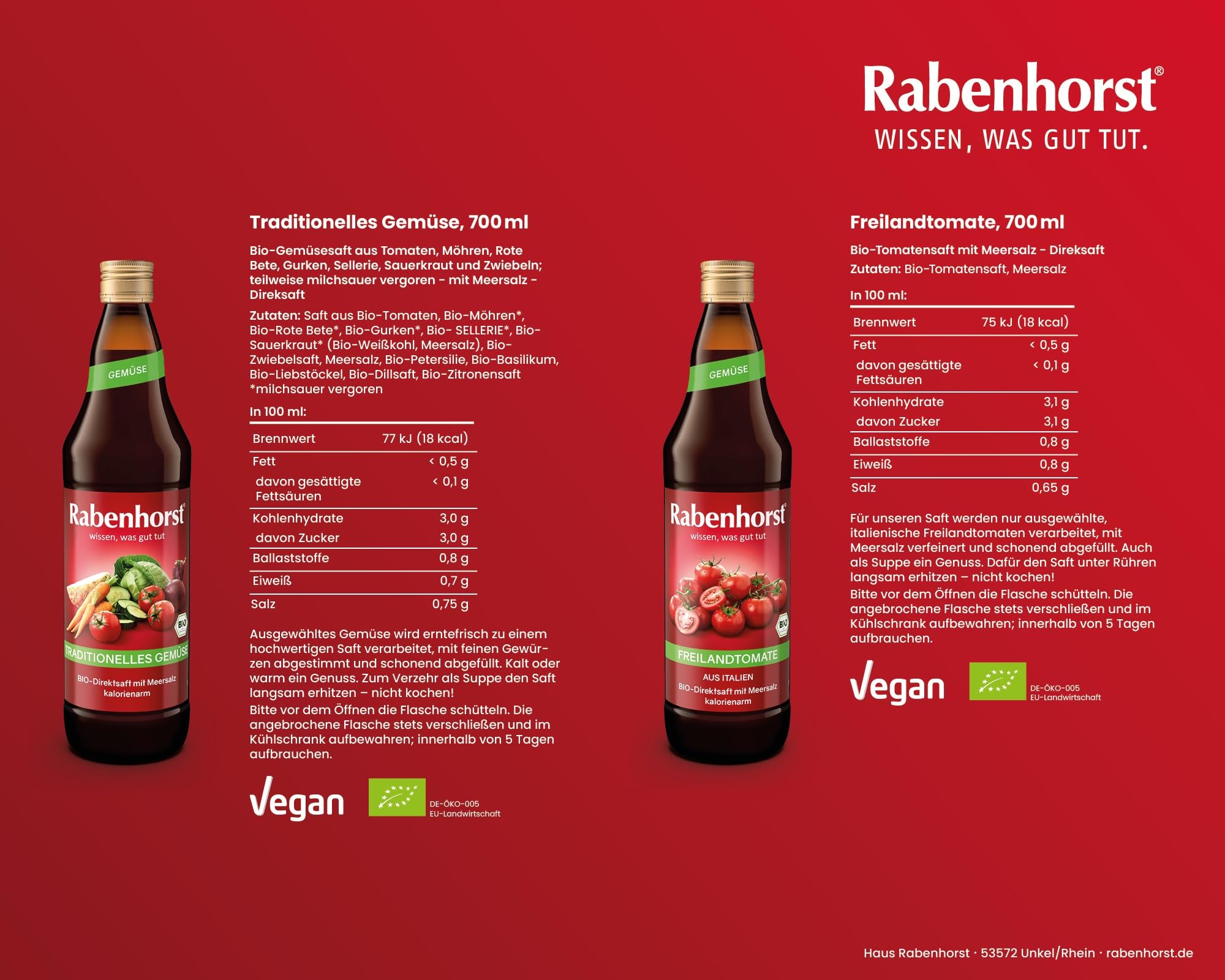 RABENHORST Saftpaket "3-Tage-Saftkur" (6 x 700 ml) | 6 verschiedene Gemüse- & Mehrfruchtgemüsesäfte aus hochwertigen Direktsäften zum Saftfasten - inklusive Kur-Broschüre