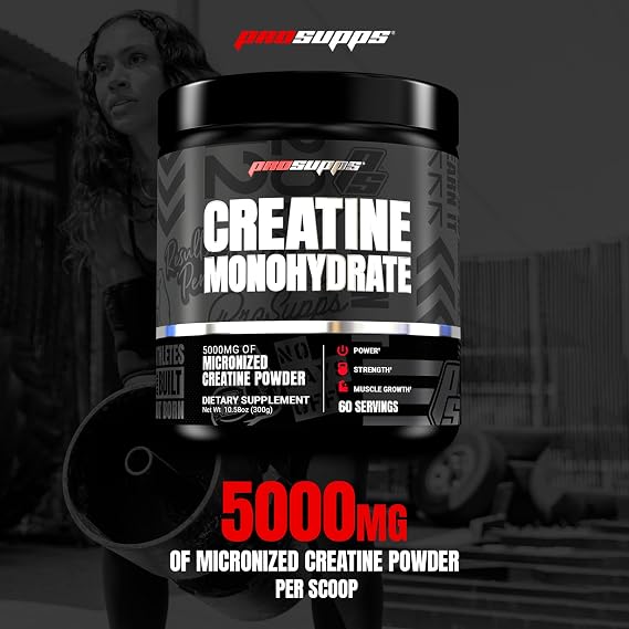 Prosupps الكرياتين مونوهيدرات مسحوق للرجال والنساء، غير منكهة - 5000، ملغ من الكرياتين ميكرون - ملحق تجريب الصالة الرياضية لكسب العضلات والانتعاش - خالية من السكر، الصويا & خالية من الغلوتين - 60 حصص