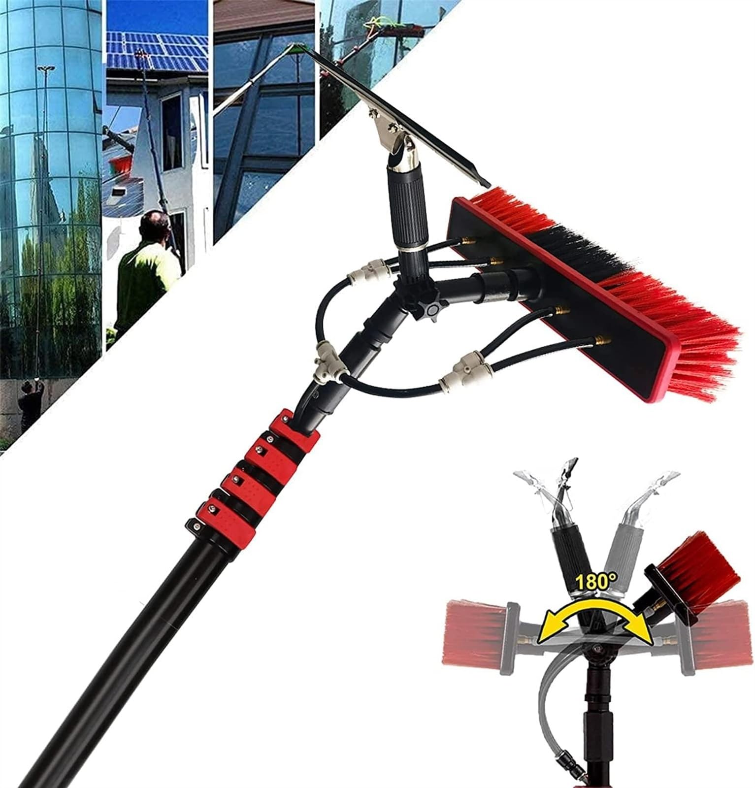 GHFXSCV 30FT Water Fed Pole Kit - Extendable 3.6-11M Window & Solar Panel Cleaner High Reach Outdoor Washing Tool for Efficient Streak-Free Cleaning & Gutter Maintenance