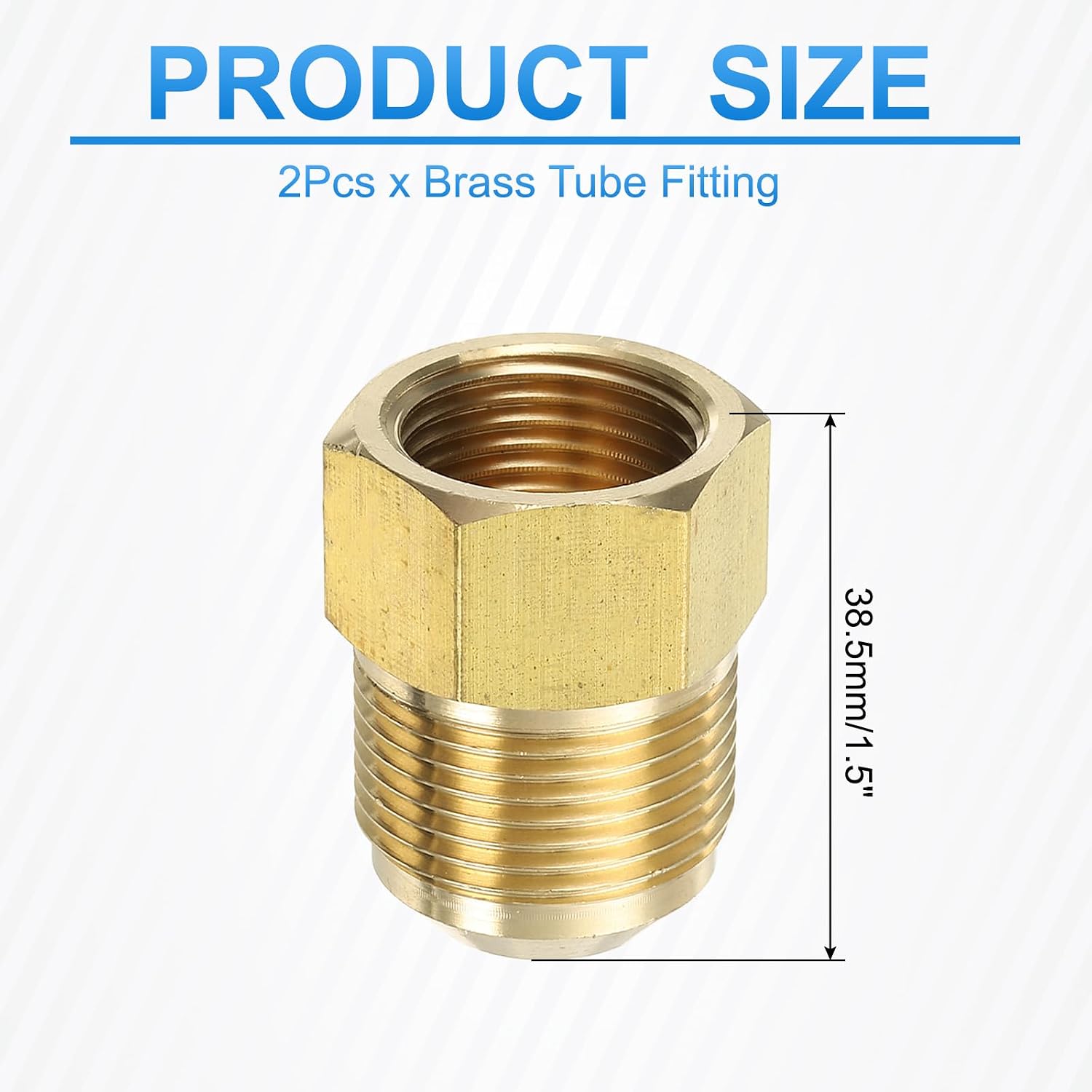 Brass Flare Tube Fitting Coupling Gas Adapter, 3/4" Male Flare x 5/8 Inch Female SAE Thread Pipe Connector Fit for air Conditioning HVAC Automotive Grills (2Pcs, Gold)