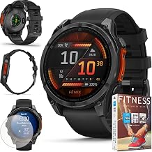Garmin Fenix 8 51mm AMOLED Multisport GPS Smartwatch, Slate Gray with Black Silicone Band, 010-02905-00 - Bundle w/Deco Essentials Screen Protector and Fitness and Wellness Suite