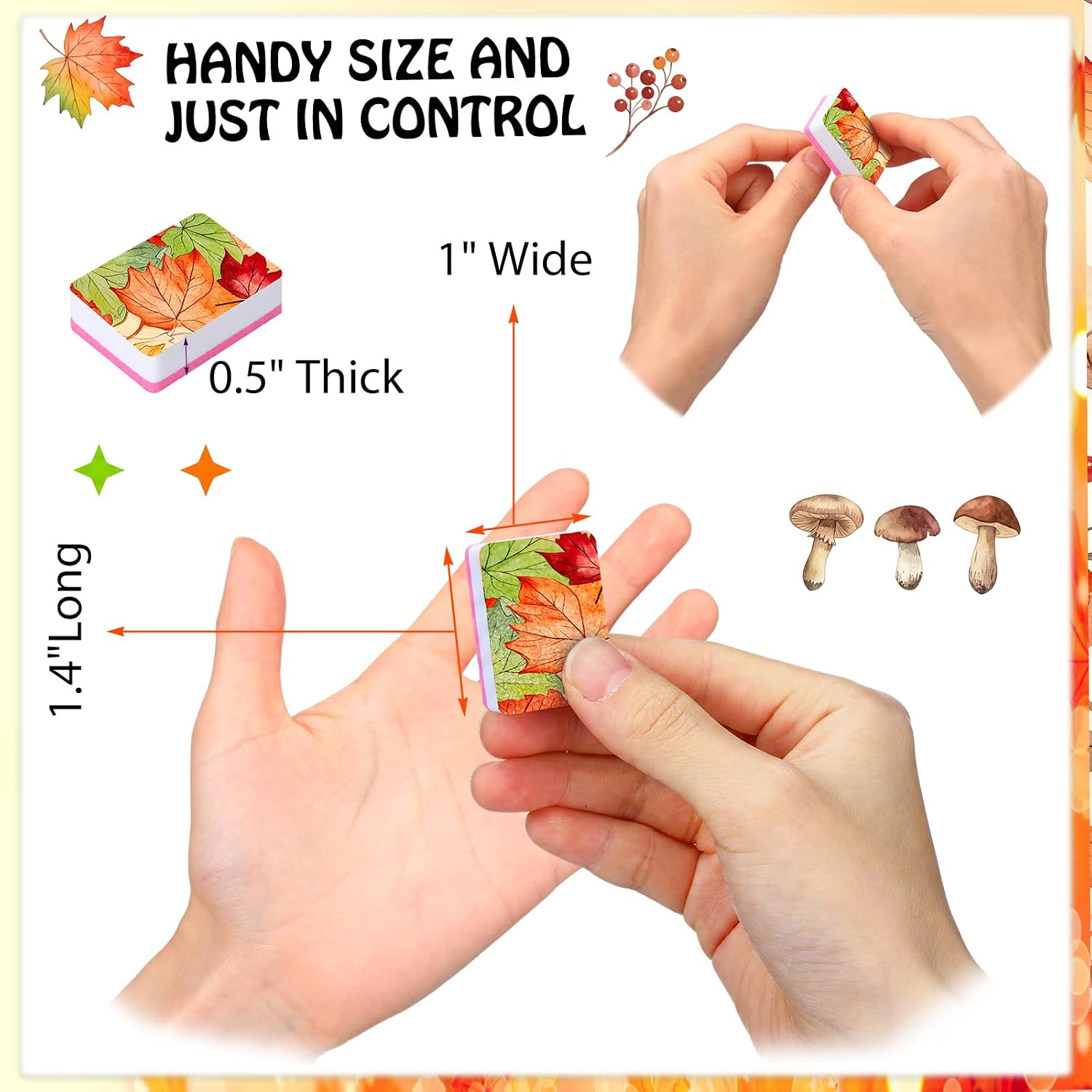 Chumia 50 Pcs Fall Mini Nail Files Buffer Blocks Gifts Bulk 100/180 Grit