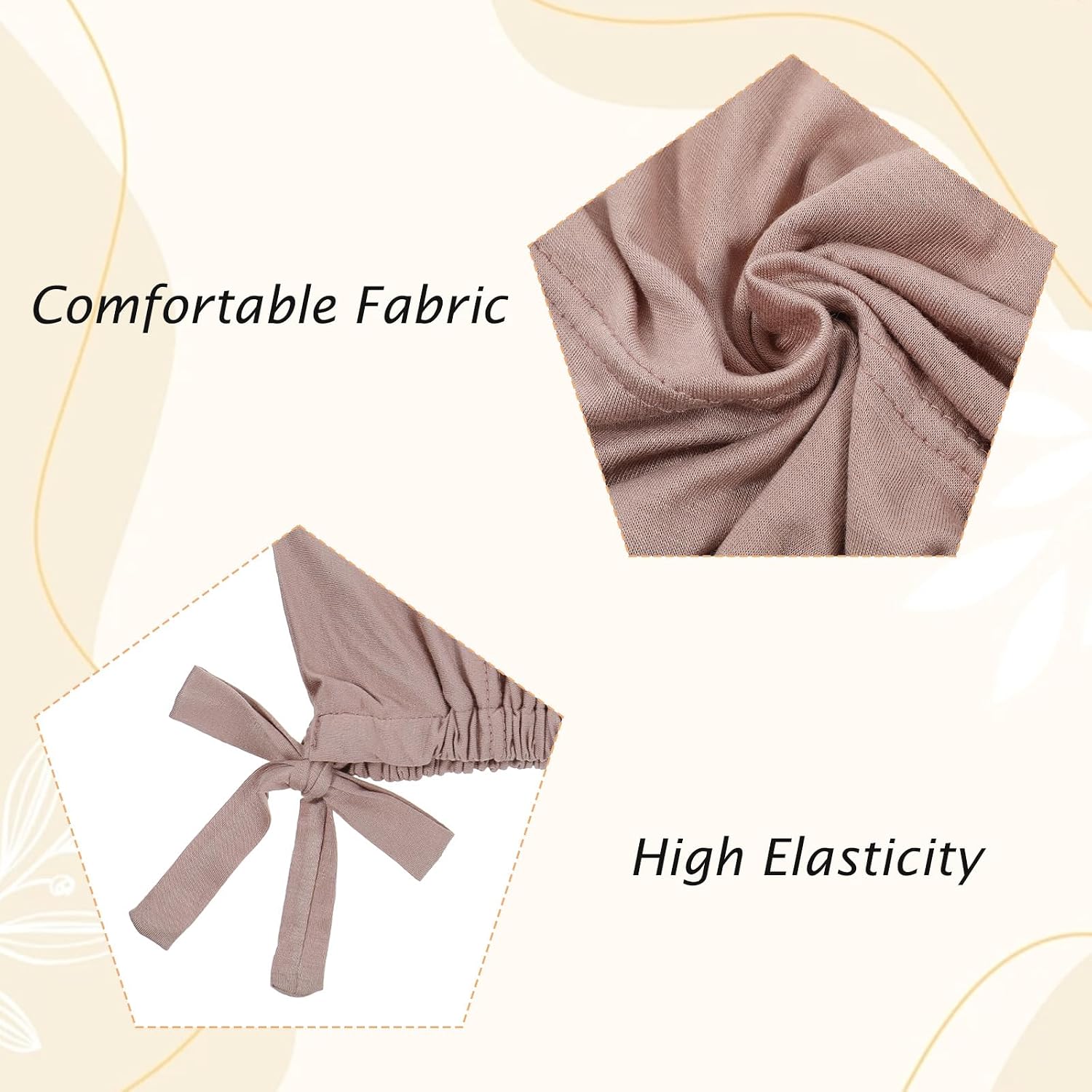 2-Pack Women's No-Slip Undercap Scarf Set Chiffon Cotton Head Cover for Sports Ready-to-Wear Underscarf with Crown Grip, Black Headbands Bun Soft Breathable Headwrap Running Yoga Gym Daily Wear