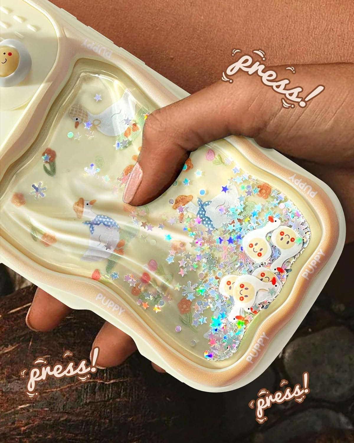 Toycamp for iPhone 16 Case 6.1 Inch - Women Girls Cute Phone Cover Duck with Sliding Camera Cover Pretty Girly Glitter Aesthetic Kawaii Unique Design Flowing Liquid Quicksand Case for iPhone 16 - Image 4