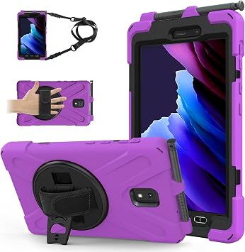 Samsung Galaxy Tab Active 3 Case, 2020 8 Inch Shockproof Rugged Triple Layer Armor Drop Protection Case "360 Degree Rotating Stand" "Adjustable Hand Strap and Shoulder Strap" Soft, Durable, Dustproof,