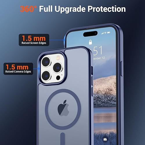 Miniatura 598 de SUPFINE - Funda magnética para iPhone 13 Pro Max (compatible con MagSafe), (protección contra caídas de grado militar de 10 pies), delgada, Negro