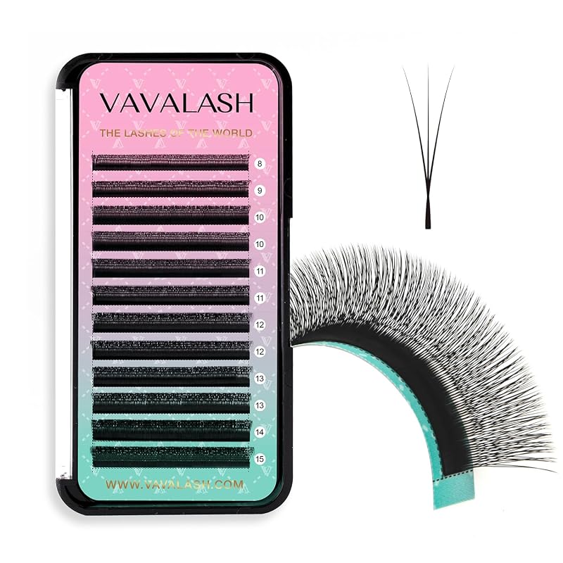 Extensões de cílios VAVALASH Narrow 3D W, curvatura D, espessura 0,07, 8–15 mm, 12 fileiras