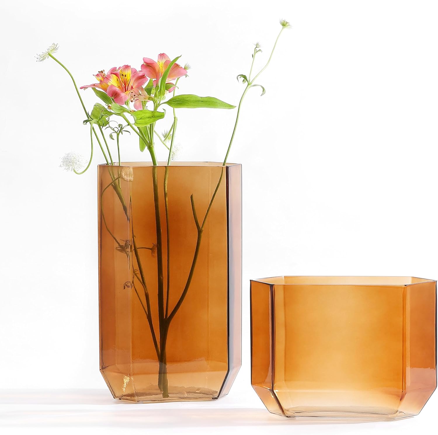 SAFAVIEH Home Collection Noreno Orange Tint Glass Vase Set of 2