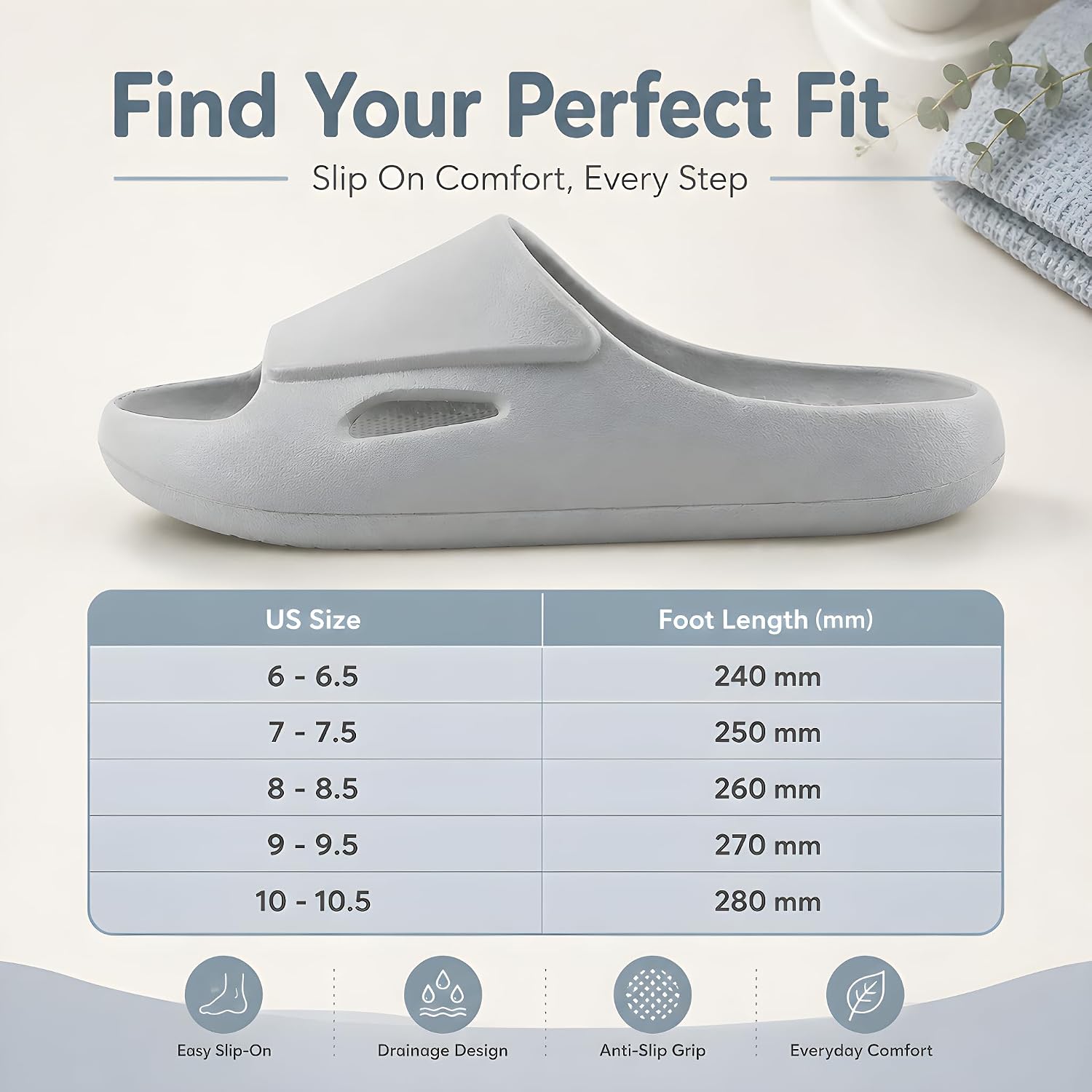 Shower Shoes for Men Women Non-Slip Quick Drying Pool Slides Sandals Beach Sandals Drain Holes Bathroom