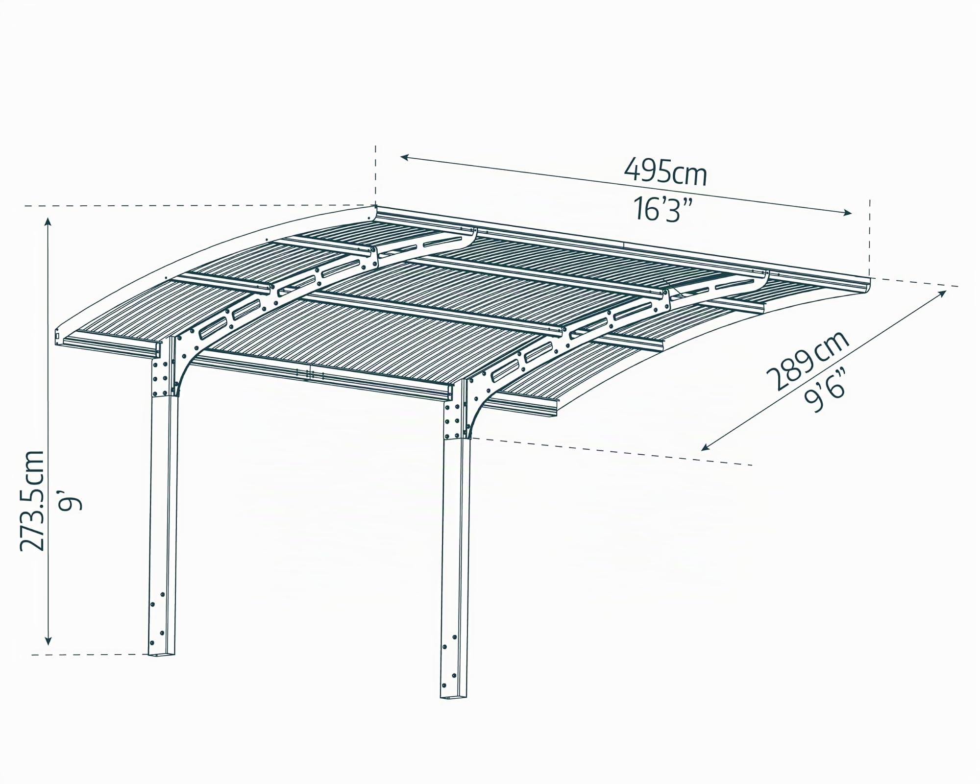 Canopia by Palram Carport Arizona 5000 en policarbonato, Aluminio Robusto e Inoxidable Que Protege el Coche de la luz Solar