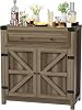 JUMMICO Coffee Bar Cabinet Farmhouse Kitchen Sideboard Buffet Cabinet with Drawer and Adjustable Shelf Barn Door Storage Cabinet for Kitchen, Dining Room, Bathroom, Entryway Rustic Oak