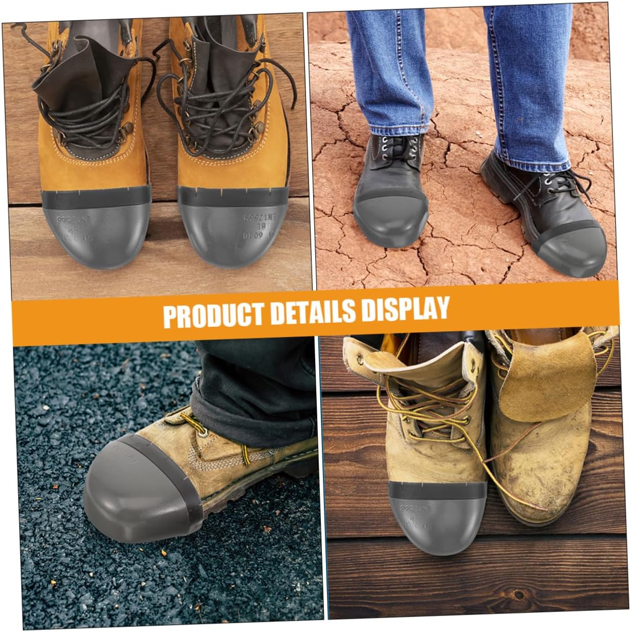 NUOBESTY 2Pairs Working Toe Protector Covers Safety Shoe Toe Caps for Men Durable and Wear Resistant Design Smash Puncture Protection Easy to Install Fit