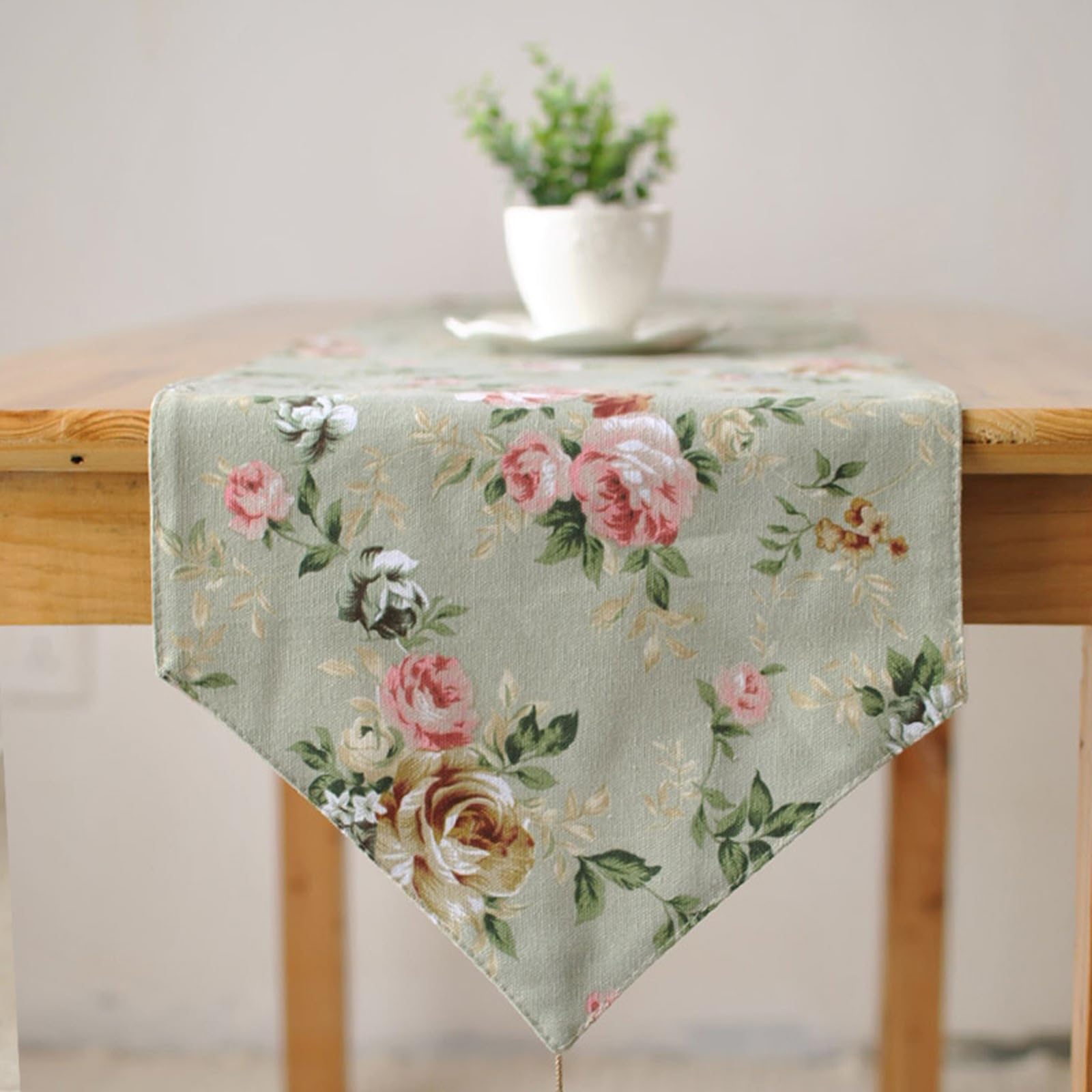 Tischläufer Modern Baumwolle, Tischläufer Wohnzimmer 30x220 cm, Blüte und Blatt