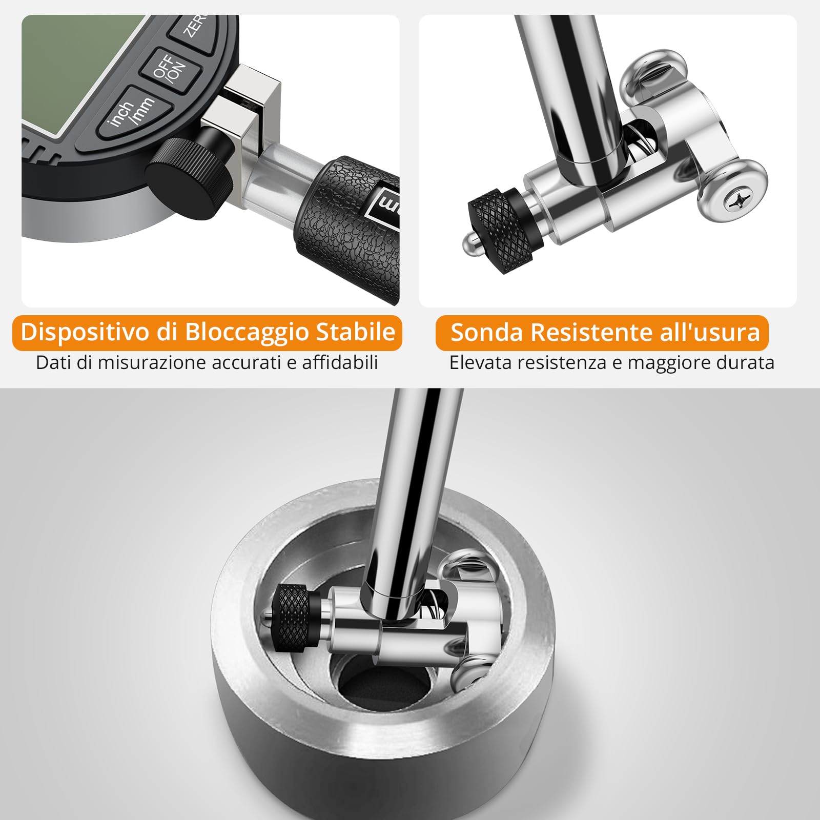 Neoteck Set Alesametro Digitale 50-160mm 0.01mm con 12 Testine Sostituibili