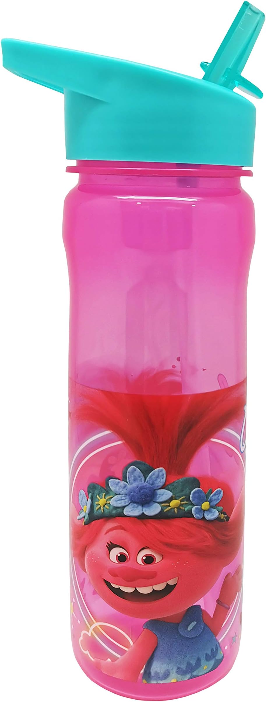 DREAMWORKS TROLLSWater Bottle with Straw – Reusable Kids 600ml PP – in Blue and Pink – Official Merchandise by Polar Gear – BPA Free & Recyclable Plastic – For School Nursery Sports Picnic