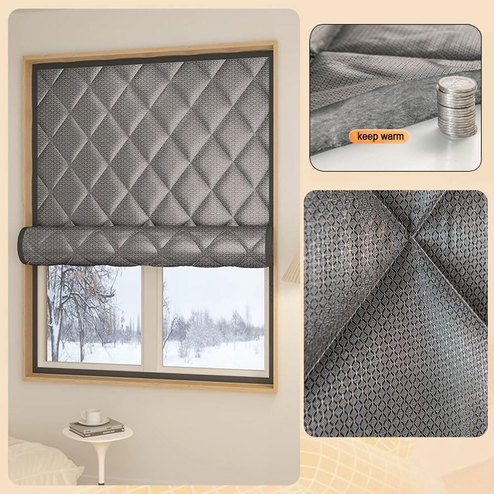 Kit di isolamento termico per finestre, antivento, blocca l'aria fredda, riduce il rumore e l'oscuramento, tenda in cotone riutilizzabile per l'inverno