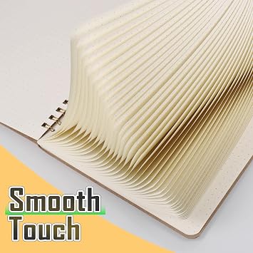 JIANTA 4 Pack A5 Dotted Spiral Notebooks, Kraft Cover Journals | 100 Pages/50 Sheets Dot Grid Wirebound Notebooks for Bullet Journal, Sketching, Diary and Creative Planning