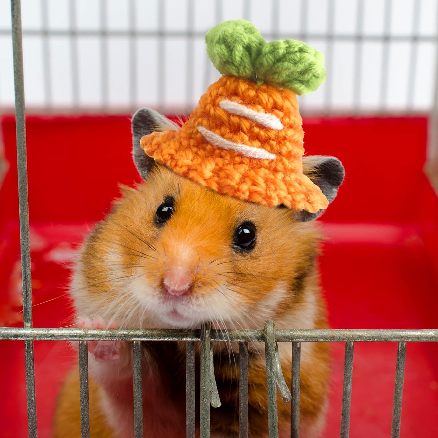 Kajaia 10 Pcs Hamster Hat Small Animal Cute Tiny Hat Mini Hand, Fresh Style | Hand Knitted Cute Animal Designs, Tiny Accessories for Bearded Dragon Snake Bunny, Easter Holiday Party Photo Props