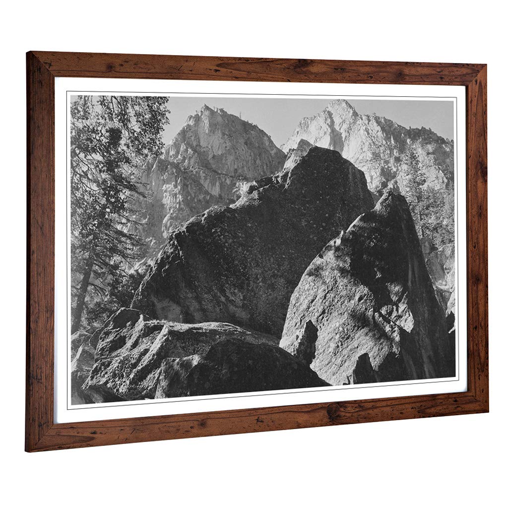 Big Box Art Framed Print of Ansel Adams Kings River Canyon California Design | Wall Art Picture | Home Decor for Kitchen, Living Room, Bedroom, Hallway, Walnut, A2 / 24.5x18 Inch / 62x45cm