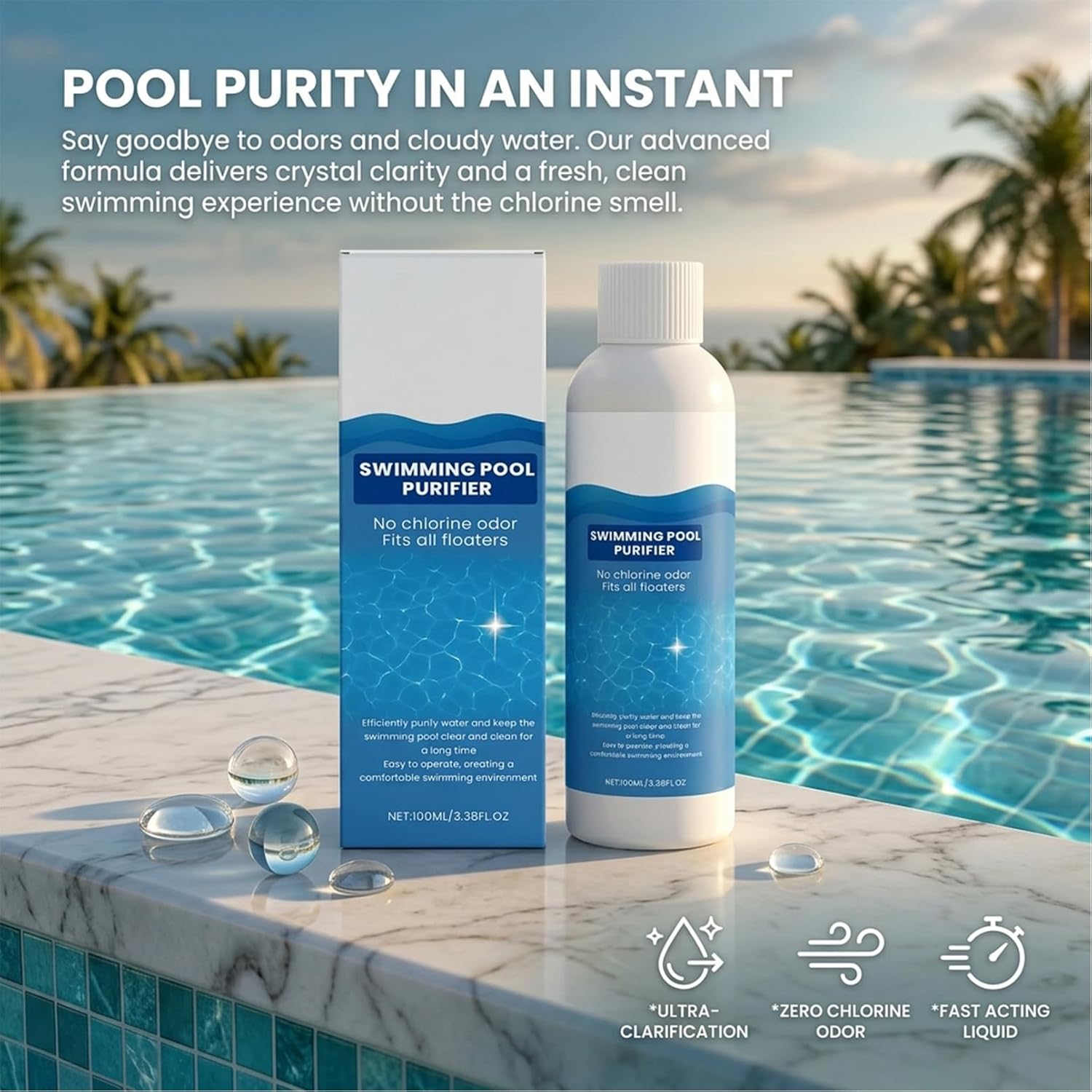 Pool Clarifier for Swimming Pool, Fast Acting Water Clarifier for Cloudy Water, Concentrated Pool Clarifier for Inground & Above Ground Pools, Improves Water Clarity (5pcs)