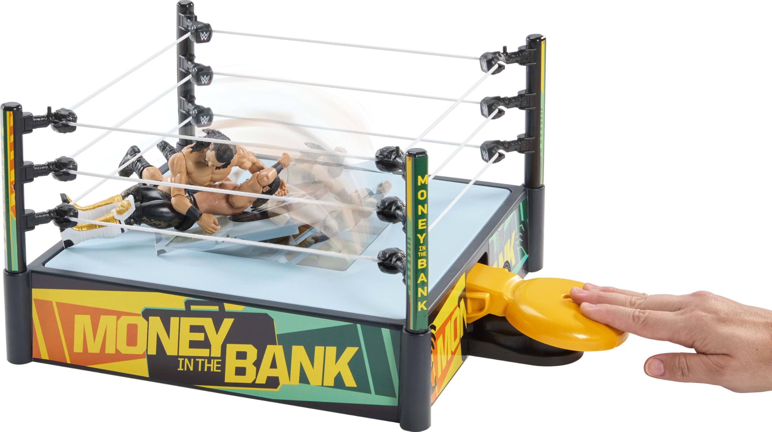 WWE JGR83 Ensemble de Jeu Money in The Bank avec 2 Modes de Jeu et Plus de 40 Sons et Phrases, Comprend Une Grue de Lanceur, des échelles et Une Mallette, 33 x 50,8 cm