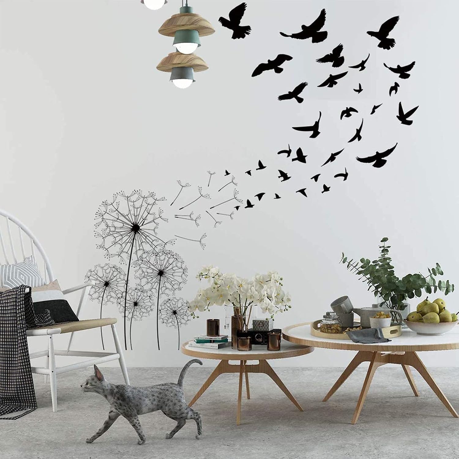 WAIBBU Dandelion Flowers Wall Stickers, Black Birds Wall Stickers, PVC Material, Elegant Nature Style, Wall Decor, Wall Sticker - Image 4