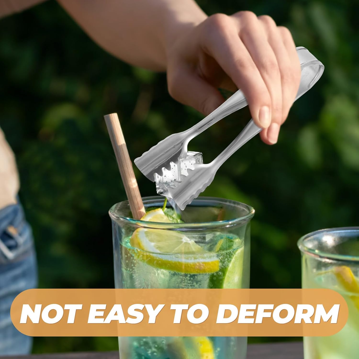 PRETYZOOM Stainless Steel Ice Cube Tong with Anti-skid Teeth Multipurpose Food and Sugar Tongs for Parties Bbq Kitchen Camping and Dessert Serving Comfortable Grip and Easy Maintenance