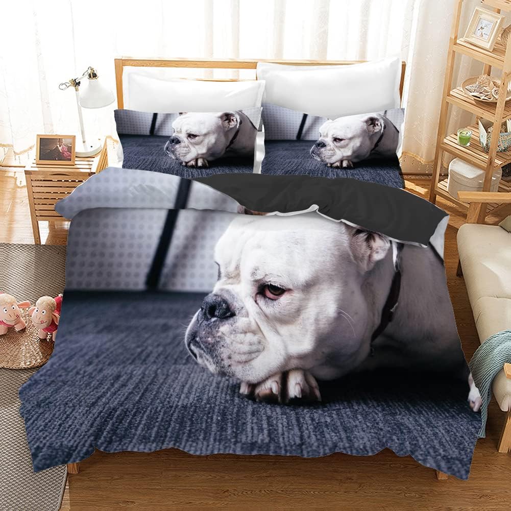 布団カバー クイーン 210x210 Cm 白いフレンチブルドッグ 羽毛布団カバー 3d印刷 の 枕カバーセット 洋式 和式兼用 寝具カバーセット 掛け布団カバー 洗い替え速乾タイプ 寝具カバーセット サイズ シングル Heleenvandeven Nl
