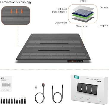 60W YT60 Solar Panel Charger Solar Battery High Efficiency Camping Waterproof IP68 Solar Panel with USB and DC Outputs for Portable Power Station,Power Bank, Phone, Laptop