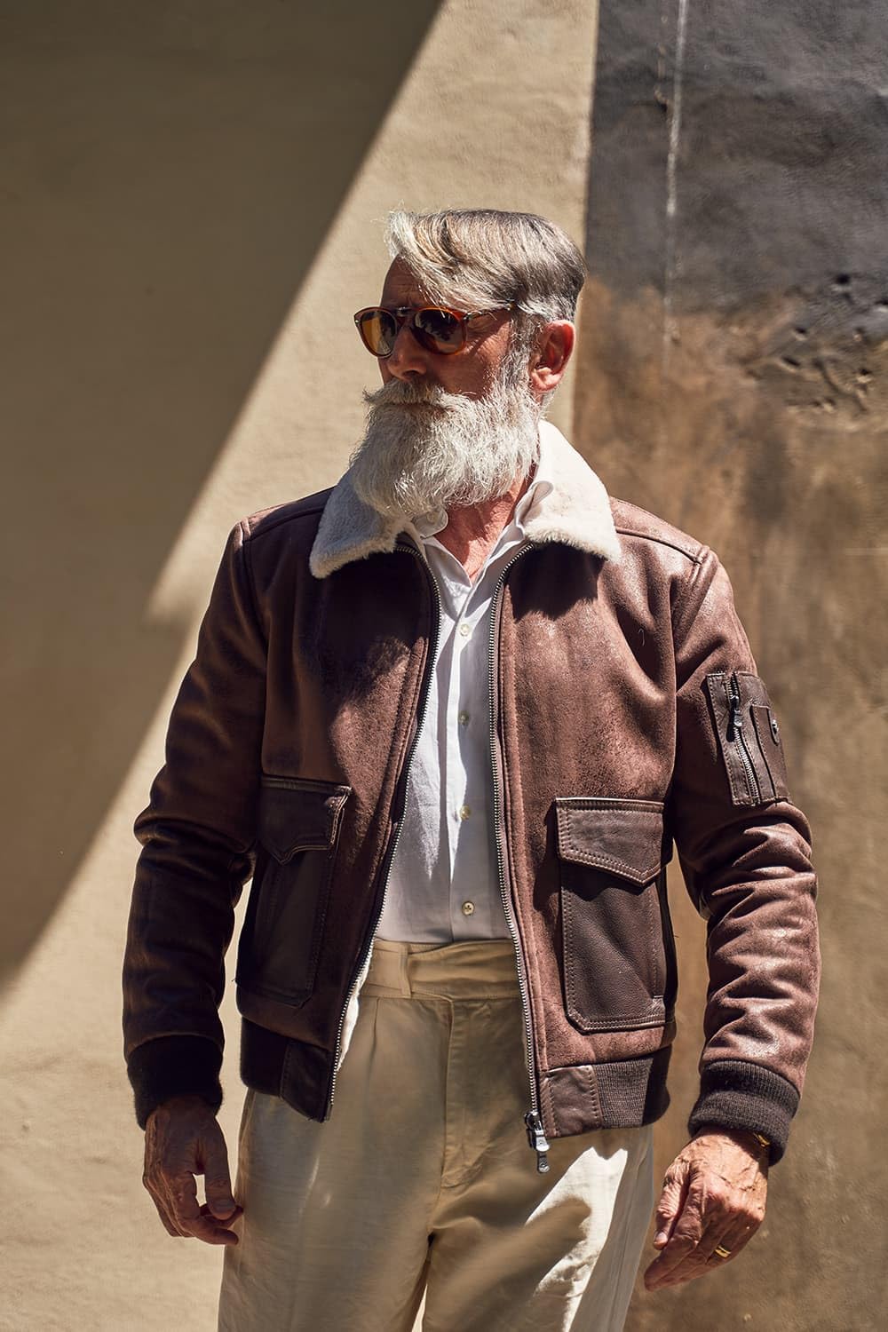 BARONE Giacca invernale in pelle e alcantara, giubbotto invernale uomo aviatore style shearling, bomber in pelle MADE IN ITALY