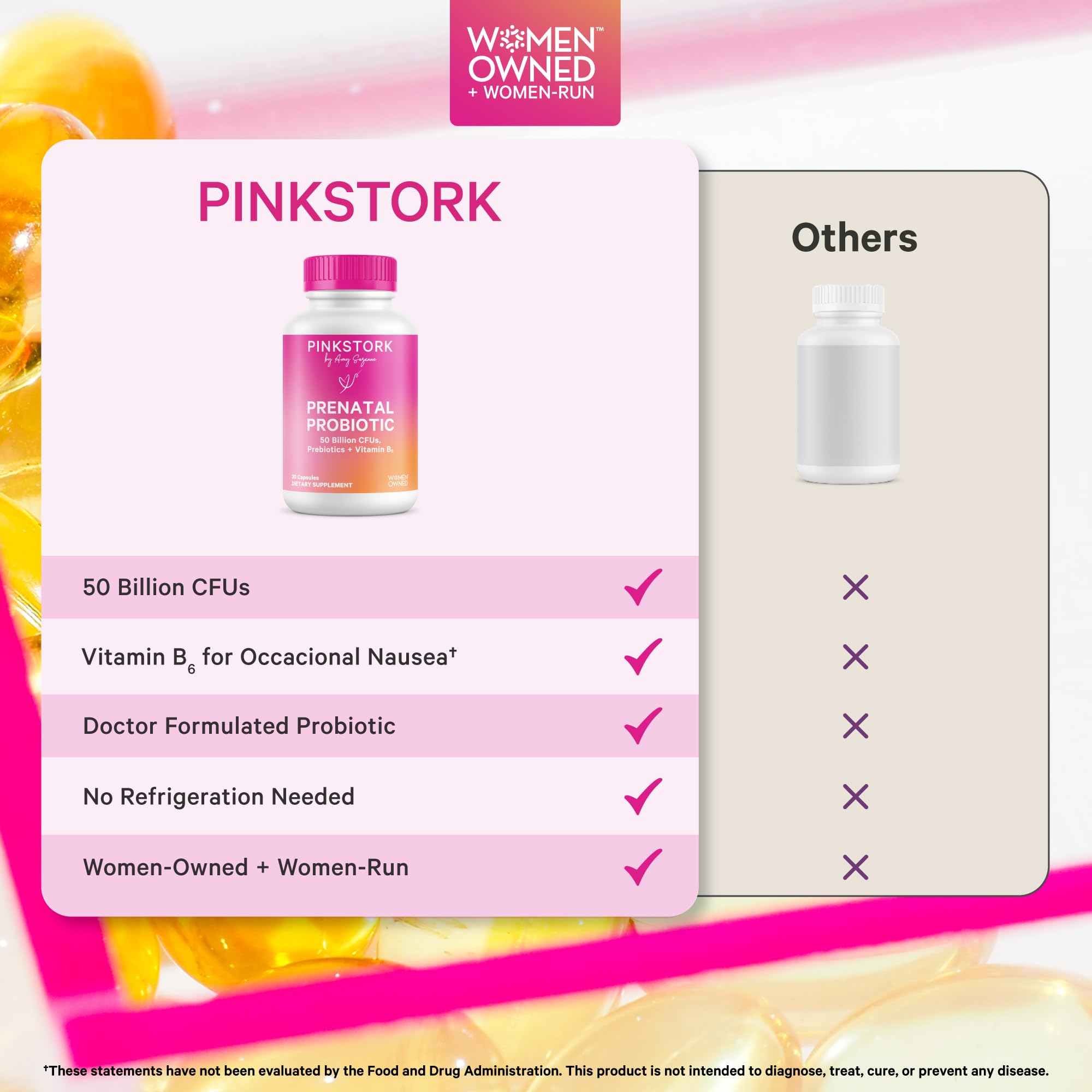 Pink Stork Prenatal Probiotic for Women | 50B CFU + Prebiotics + B6 | 30 ct — Amazon image 4