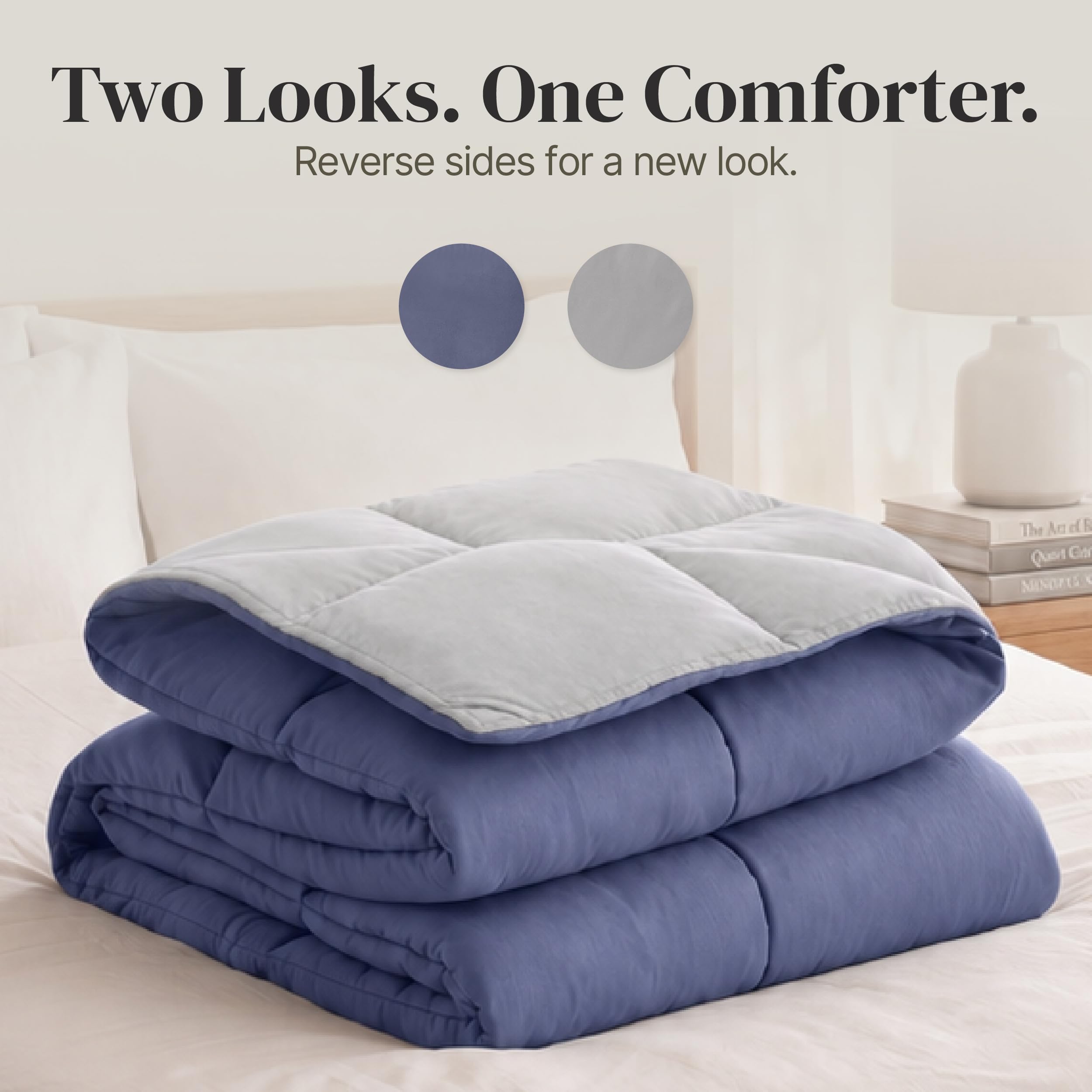 Modern Threads Couette réversible en Duvet Alternatif (Bleu Infinity/Argent, King Size)