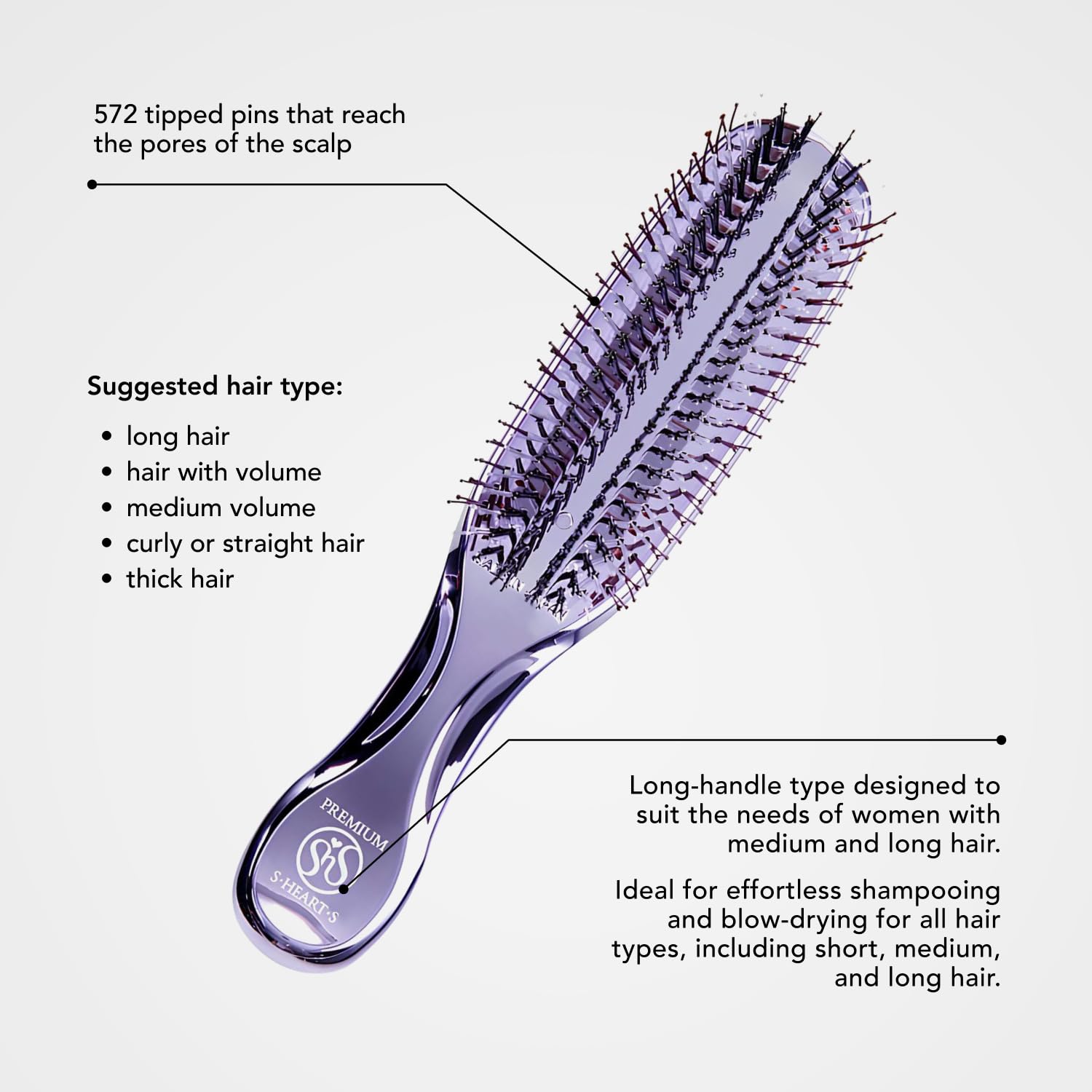 S-HEART-S Scalp Brush World Premium Long Purple