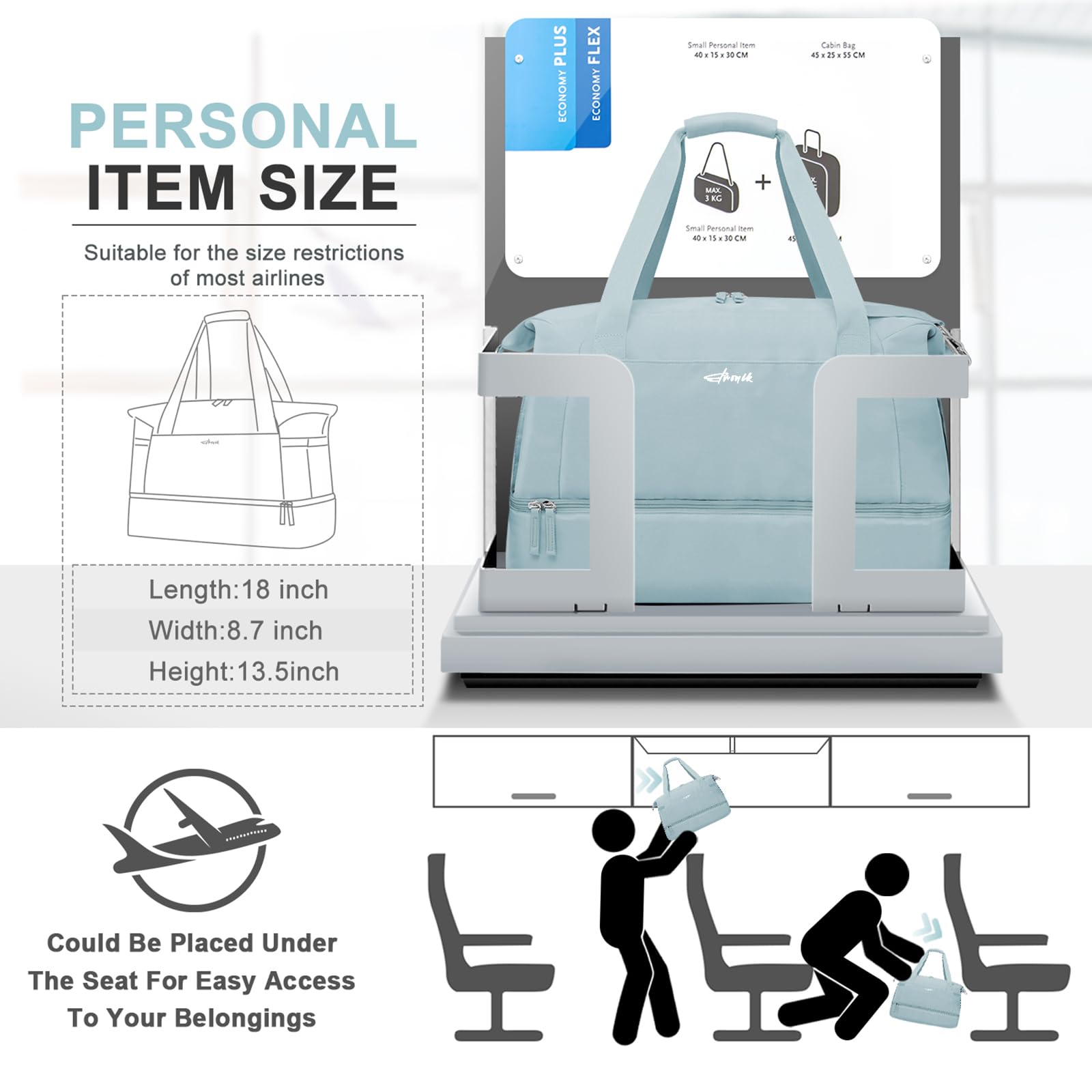 Gym Bag for Women, Personal Item Travel Bag with Shoes Compartment for Trip view 2