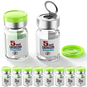 Sterile Empty Vial Sealed with 20mm Self Healing Injection Port and Burr Free Tear Off Plastic Aluminum Cap,High Quality Borocilicate Glass Sample Vial with Pull Ring Cover