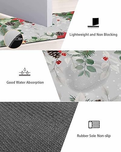 Miniatura 3 de Tapete de baño de Navidad para bañera, antideslizante, de secado rápido y absorbente, tierra de diatomeas, fregadero, dormitorio, cocina, tapete