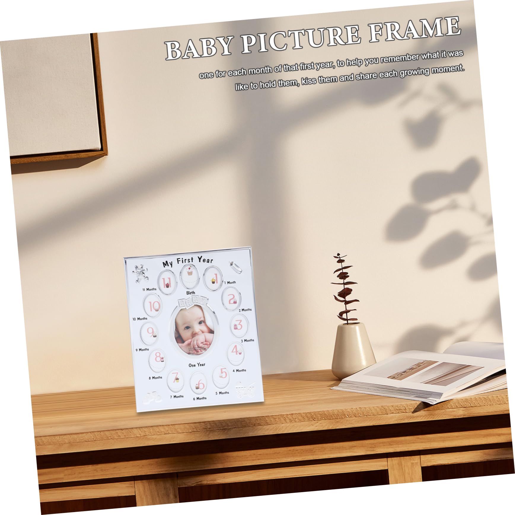 Kisangel Marco de Fotos para Niña Marco Infantil para Fotos de Crecimiento Soporte para Exhibir Cumpleaños y Recuerdos de Primer Año