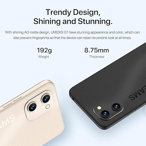 Miniatura 7 de UMIDIGI Teléfono celular G1 Dual Sim 4G LTE Global Desbloqueado Teléfono, Unisoc T610 hasta 1.8GHz, 2+32GB 256G Expandible, 6.52" HD+, 5150mAh