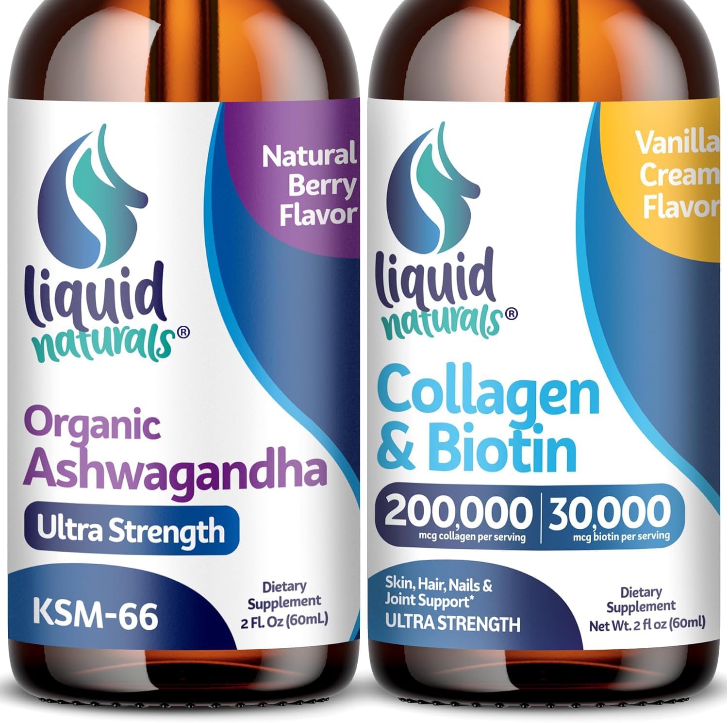 Liquid Collagen Drops with Ashwagandha Drops | Bundle